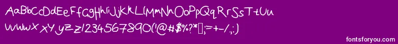 Joanna  s handwriting Font – White Fonts on Purple Background