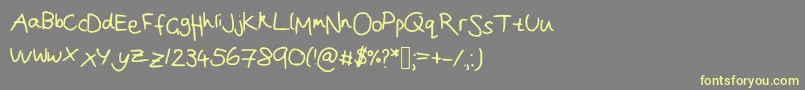 Joanna  s handwriting Font – Yellow Fonts on Gray Background