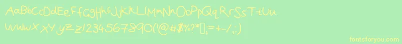Joanna  s handwriting Font – Yellow Fonts on Green Background