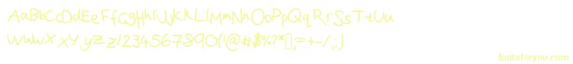 フォントJoanna  s handwriting – 白い背景に黄色の文字