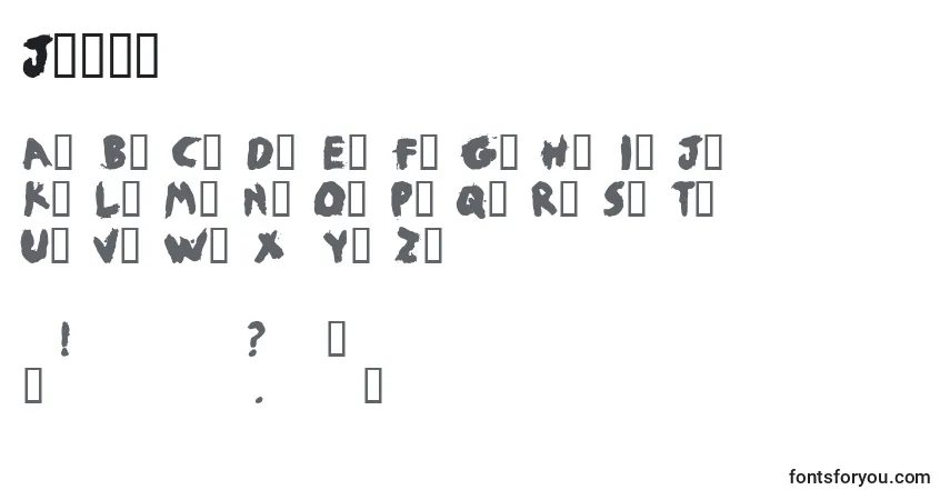 Schriftart Jobby (131002) – Alphabet, Zahlen, spezielle Symbole