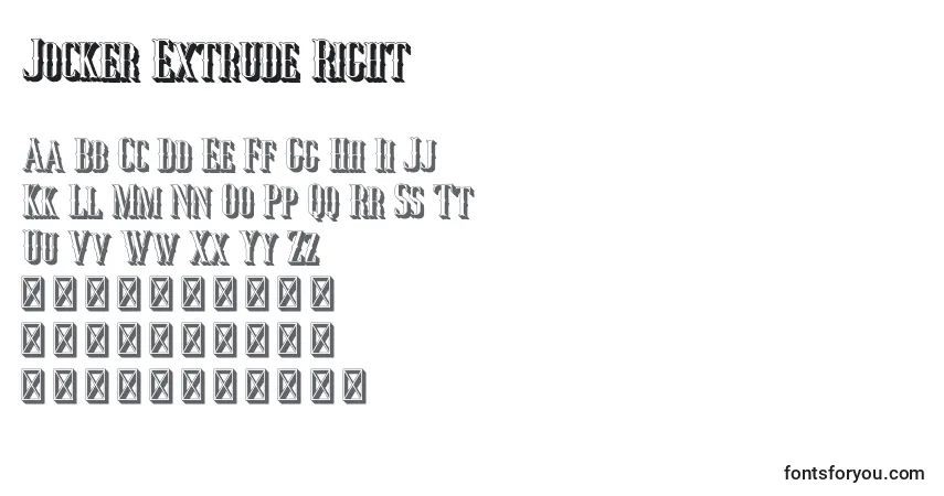 A fonte Jocker Extrude Right – alfabeto, números, caracteres especiais