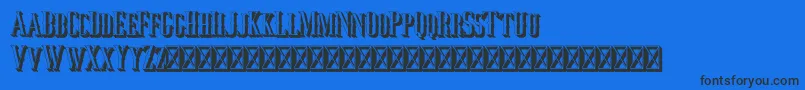 Jocker Extrude Right-Schriftart – Schwarze Schriften auf blauem Hintergrund