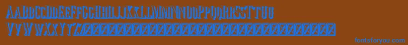 Jocker Extrude Rightフォントについての詳細 フォントJocker Extrude Right – 茶色の背景に青い文字