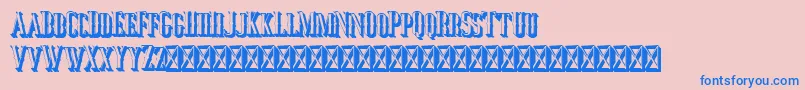 Jocker Extrude Right-fontti – siniset fontit vaaleanpunaisella taustalla