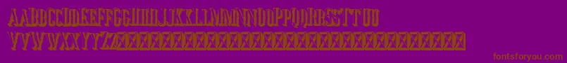 フォントJocker Extrude Right – 紫色の背景に茶色のフォント