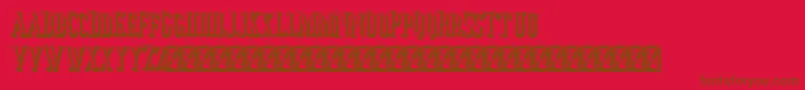 Jocker Extrude Right-Schriftart – Braune Schriften auf rotem Hintergrund