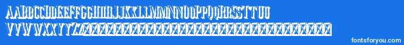 フォントJocker Extrude Right – 青い背景に白い文字