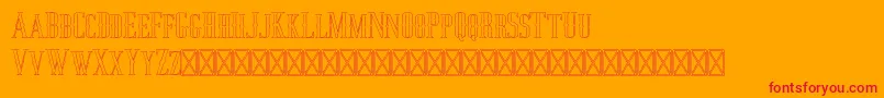 Jocker Outline-Schriftart – Rote Schriften auf orangefarbenem Hintergrund