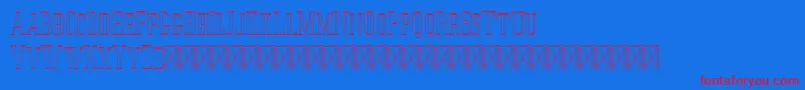 Jocker Outline-Schriftart – Rote Schriften auf blauem Hintergrund