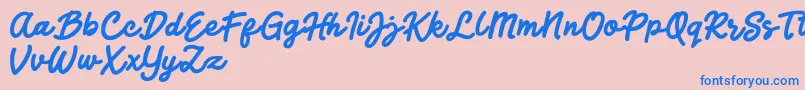 Jocky Starline-Schriftart – Blaue Schriften auf rosa Hintergrund