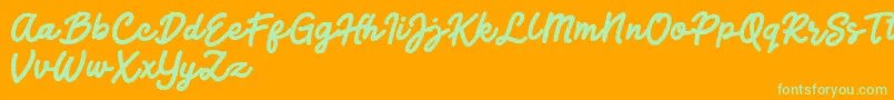 Jocky Starline-Schriftart – Grüne Schriften auf orangefarbenem Hintergrund