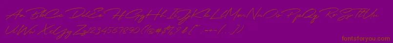Jodie Badiston Script Demo Font – Brown Fonts on Purple Background