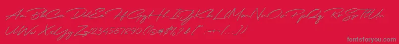 Jodie Badiston Script Demo-Schriftart – Graue Schriften auf rotem Hintergrund