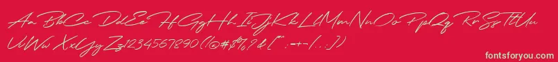 Jodie Badiston Script Demo Font – Green Fonts on Red Background
