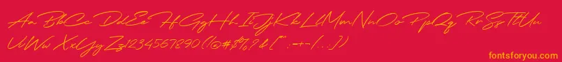 Jodie Badiston Script Demo Font – Orange Fonts on Red Background