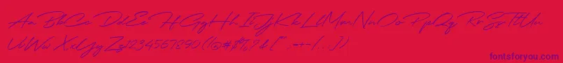 Jodie Badiston Script Demo Font – Purple Fonts on Red Background