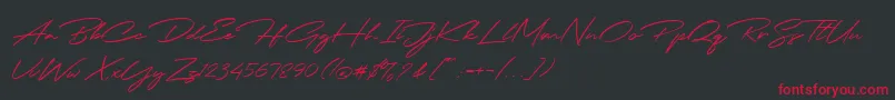 Jodie Badiston Script Demo Font – Red Fonts on Black Background