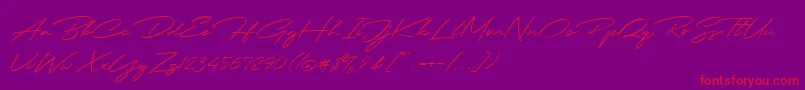 Jodie Badiston Script Demo Font – Red Fonts on Purple Background