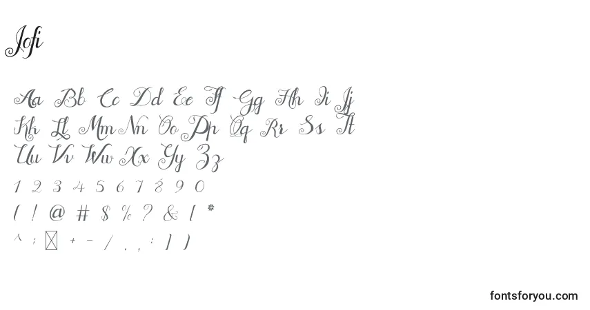 Schriftart Jofi – Alphabet, Zahlen, spezielle Symbole