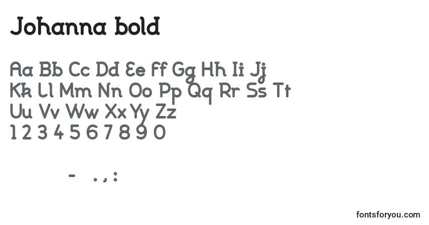 Czcionka Johanna bold – alfabet, cyfry, specjalne znaki