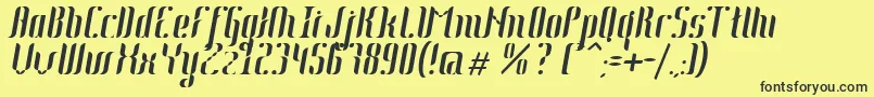 Fonte Johanna Italic – fontes pretas em um fundo amarelo