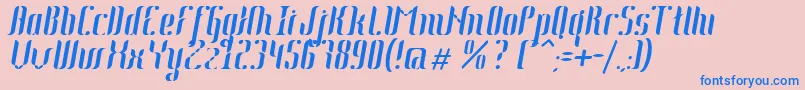 フォントJohanna Italic – ピンクの背景に青い文字