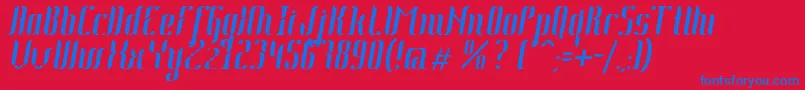 Fonte Johanna Italic – fontes azuis em um fundo vermelho