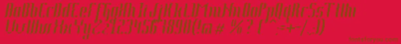 Fonte Johanna Italic – fontes marrons em um fundo vermelho