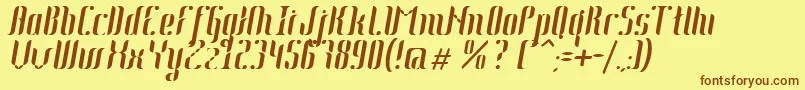 Fonte Johanna Italic – fontes marrons em um fundo amarelo