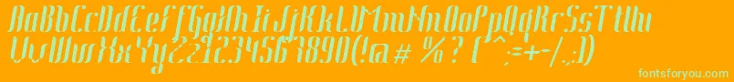 Fonte Johanna Italic – fontes verdes em um fundo laranja