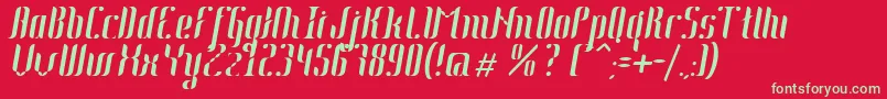 フォントJohanna Italic – 赤い背景に緑の文字