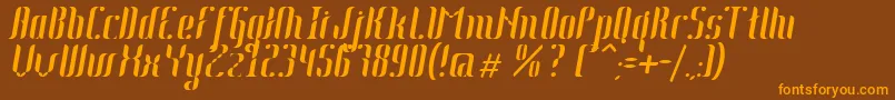 Johanna Italic-Schriftart – Orangefarbene Schriften auf braunem Hintergrund