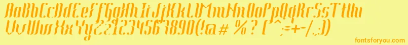 Fonte Johanna Italic – fontes laranjas em um fundo amarelo