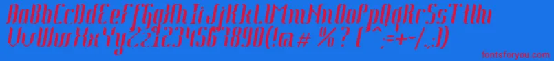 フォントJohanna Italic – 赤い文字の青い背景