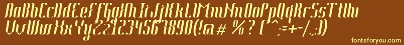 Johanna Italic-fontti – keltaiset fontit ruskealla taustalla