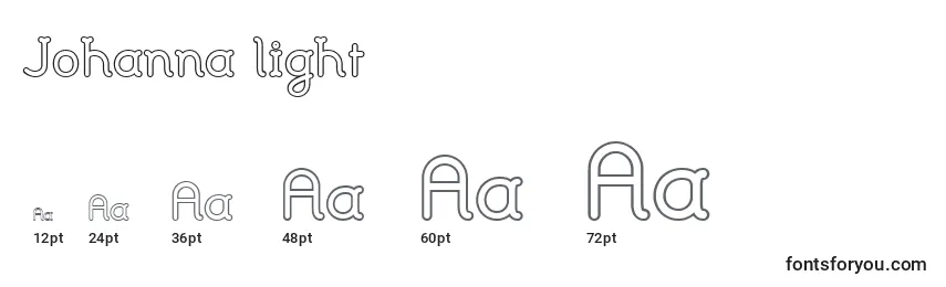 Größen der Schriftart Johanna light