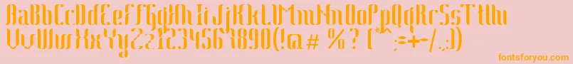 フォントJohanna – オレンジの文字がピンクの背景にあります。