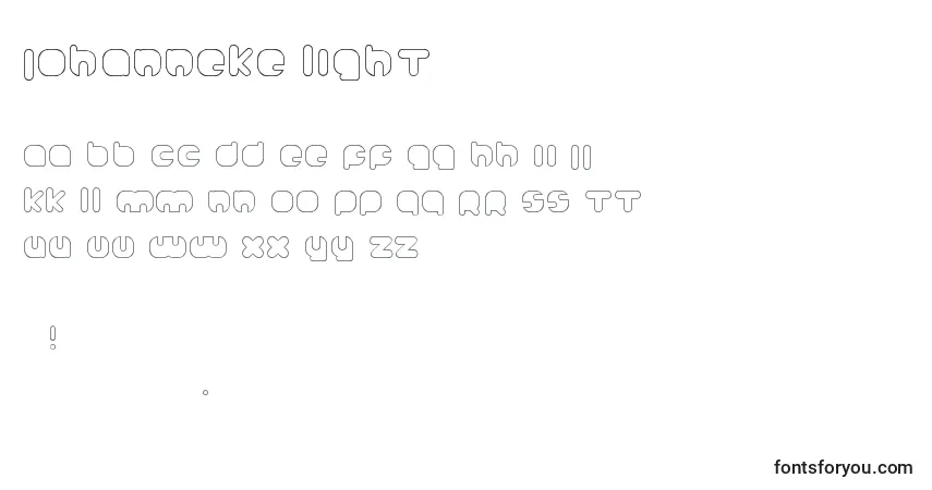 Czcionka Johanneke Light – alfabet, cyfry, specjalne znaki