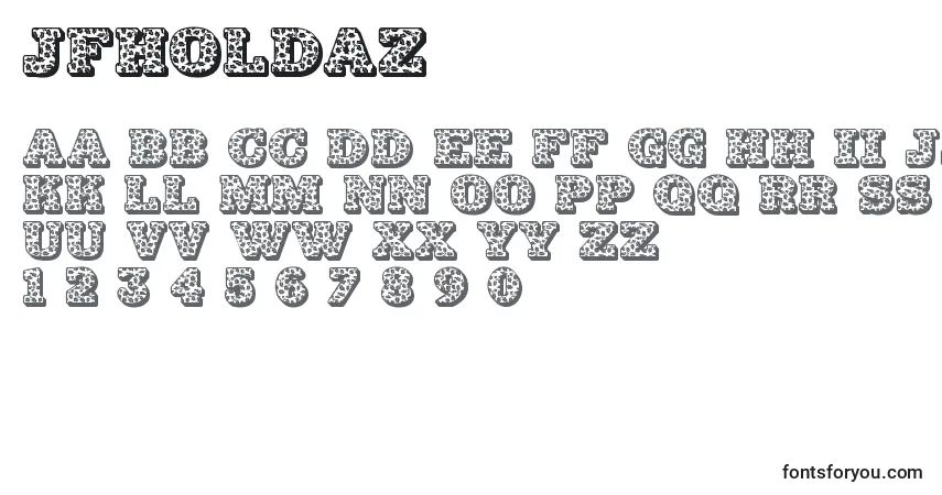 Schriftart Jfholdaz – Alphabet, Zahlen, spezielle Symbole