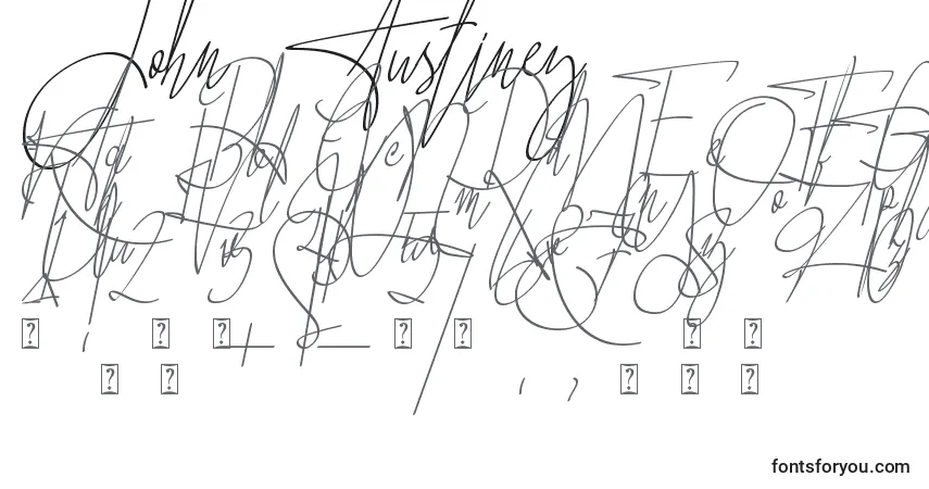 John Austiney-fontti – aakkoset, numerot, erikoismerkit
