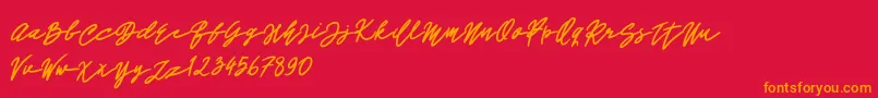 John Bold-Schriftart – Orangefarbene Schriften auf rotem Hintergrund
