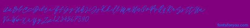 John Bulgarry-Schriftart – Blaue Schriften auf violettem Hintergrund