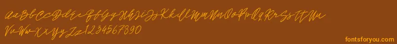 John Bulgarry-Schriftart – Orangefarbene Schriften auf braunem Hintergrund