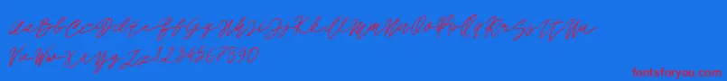 John Bulgarry Font – Red Fonts on Blue Background