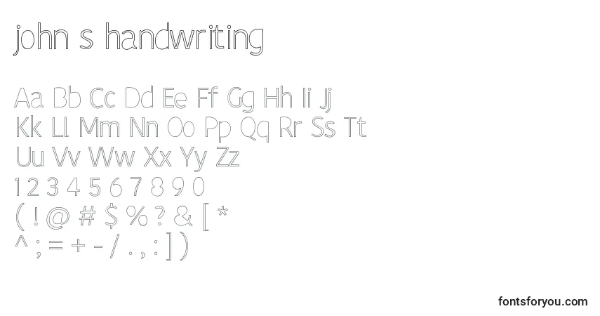 Fuente John s handwriting - alfabeto, números, caracteres especiales