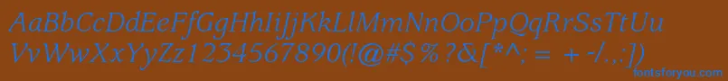 UsherwoodstdBookitalic Font – Blue Fonts on Brown Background