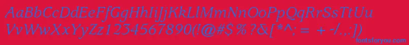 フォントUsherwoodstdBookitalic – 赤い背景に青い文字