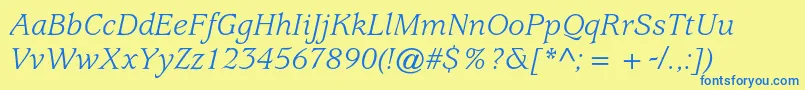 UsherwoodstdBookitalic Font – Blue Fonts on Yellow Background