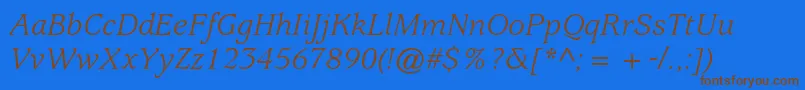 UsherwoodstdBookitalic Font – Brown Fonts on Blue Background